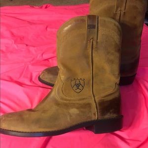 Mens Ariat Leather ATS Cowboy Boots Size 10.5 M